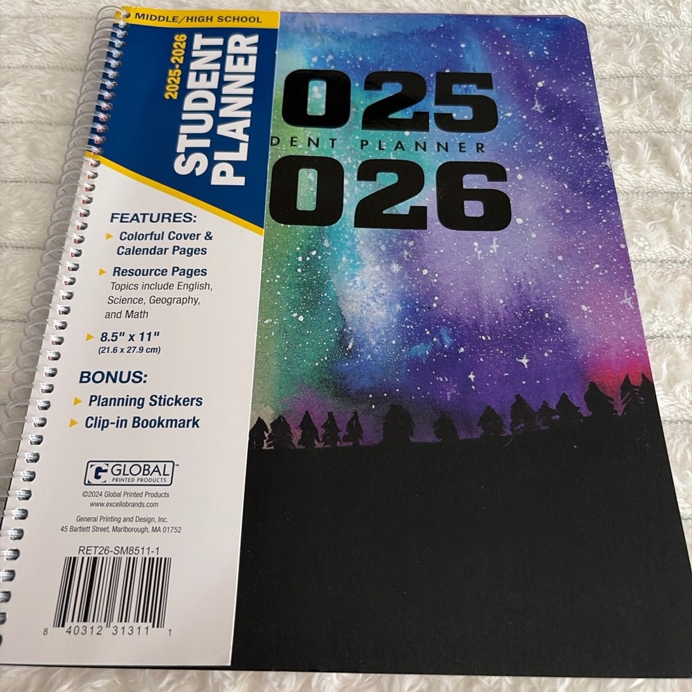 2025–2026 Student Academic Planner | Monthly School Agenda | Reference Pages